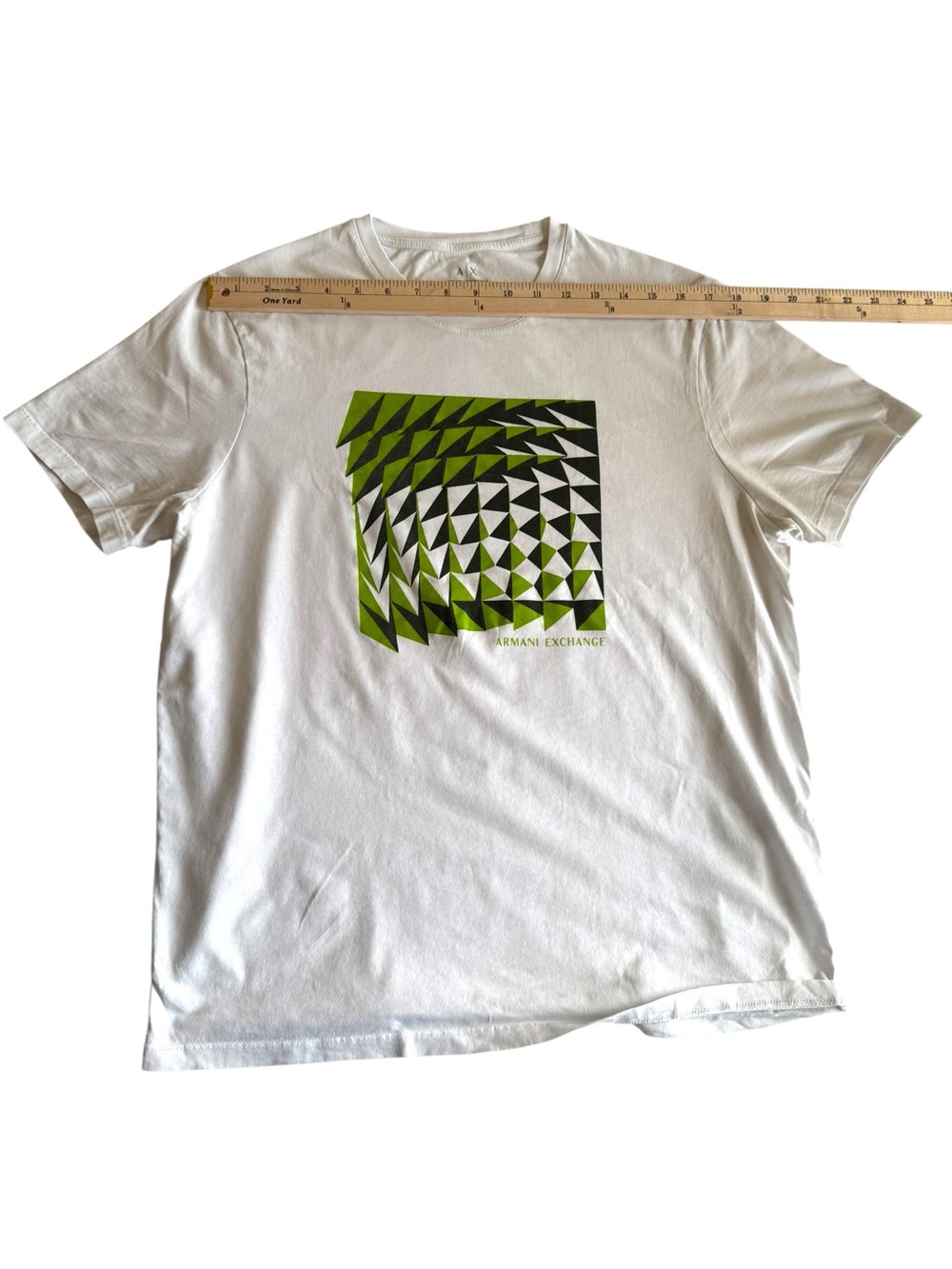 ARMANI EXCHANGE White Graphic Logo T-Shirt Men's Size L Geometric Print - Picture 5 of 7